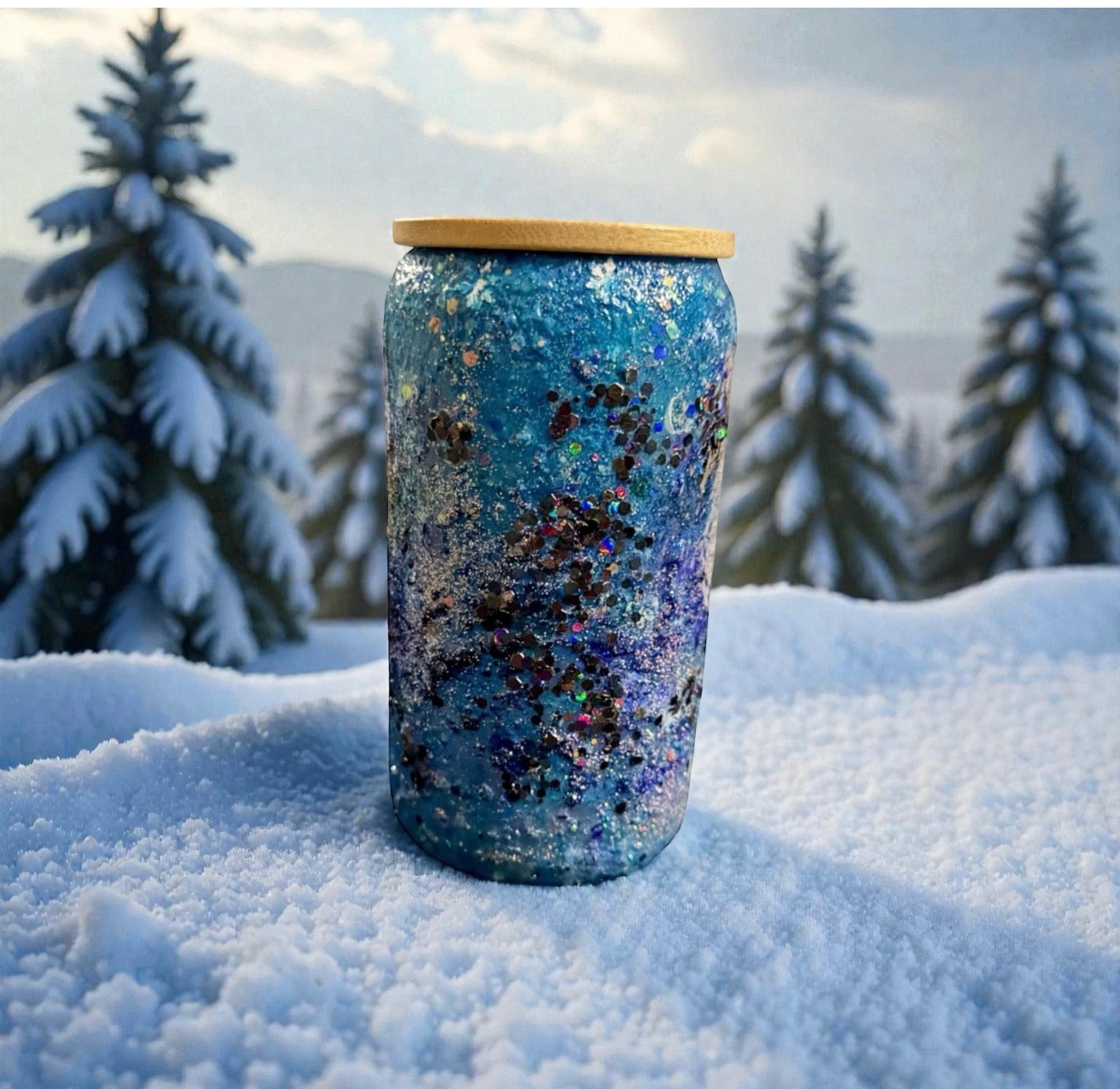 Blue Christmas-Glass Tumbler-699