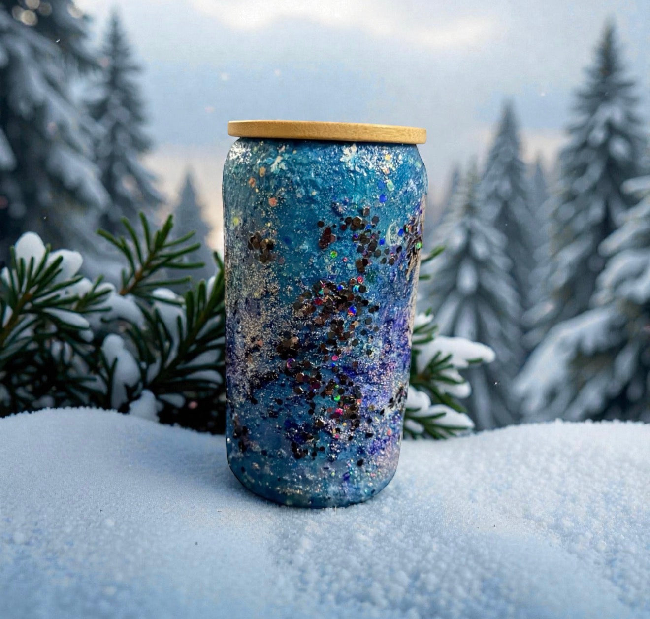 Blue Christmas-Glass Tumbler-699